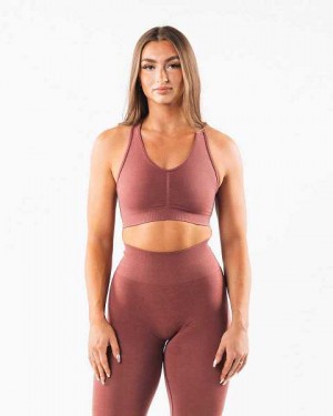 Red Women's Alphalete Amplify Sports Bra | UAE-682970