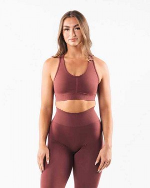 Red Women's Alphalete Amplify Sports Bra | UAE-346792