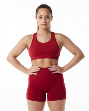 Red Women's Alphalete Revival Sports Bra | UAE-217634