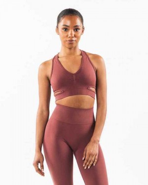 Red Women's Alphalete Stratus Sports Bra | UAE-481206