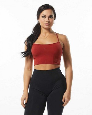 Red Women's Alphalete Ultrasoft Camisole Tanks | UAE-931276