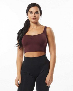 Red Women's Alphalete Ultrasoft Square Neck Tanks | UAE-082549