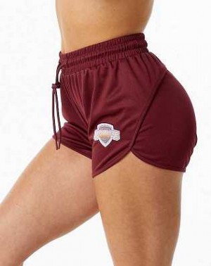 Red Women's Alphalete Varsity 3.25" Shorts | UAE-420583