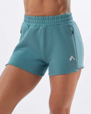 Turquoise Women's Alphalete ELMTS Athletic 3.5" Shorts | UAE-784269