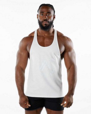 White Men's Alphalete Dynasty Stringer Tanks | UAE-309267