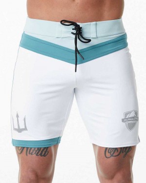 White Men's Alphalete Trident Competition Swim Trunks | UAE-035872