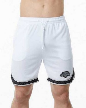 White Men's Alphalete Varsity Basketball 9" Shorts | UAE-586329