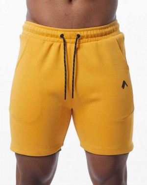 Yellow Men's Alphalete ELMTS Athletic 6" Shorts | UAE-758923