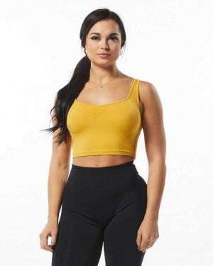 Yellow Women's Alphalete Ultrasoft Square Neck Tanks | UAE-872951