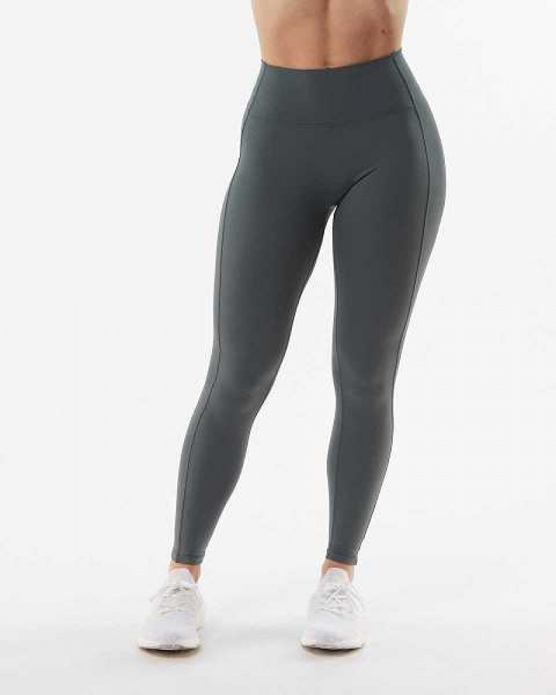 Beige Grey Women's Alphalete Pulse Kinetic Leggings | UAE-924058