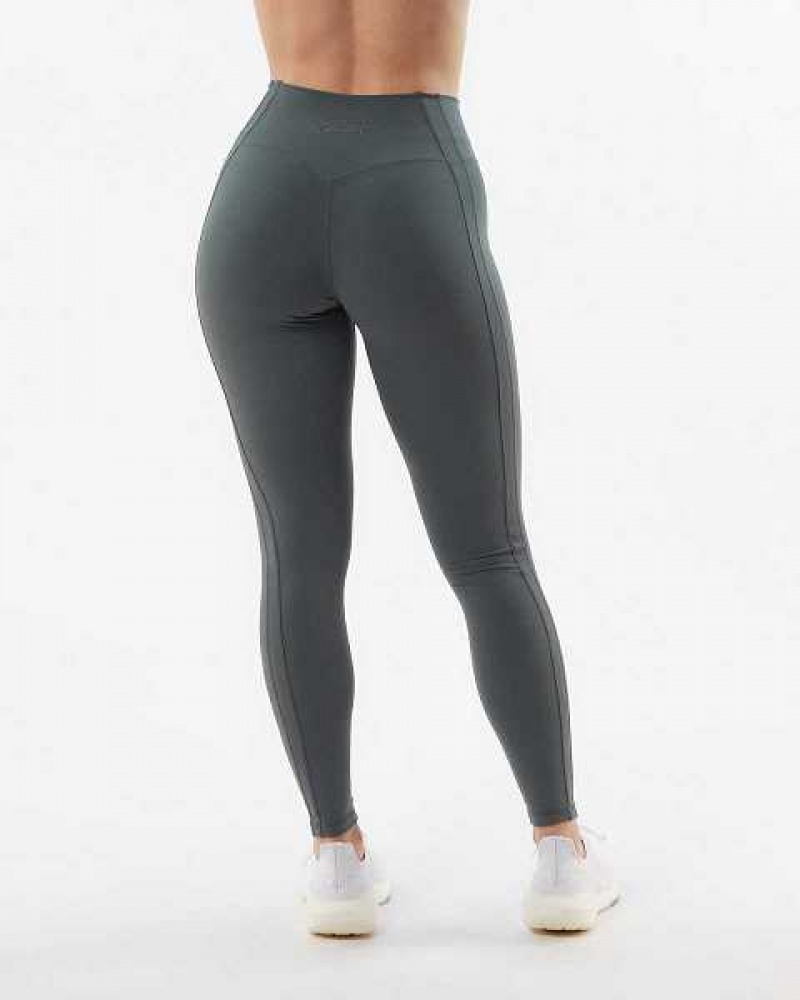 Beige Grey Women's Alphalete Pulse Kinetic Leggings | UAE-924058