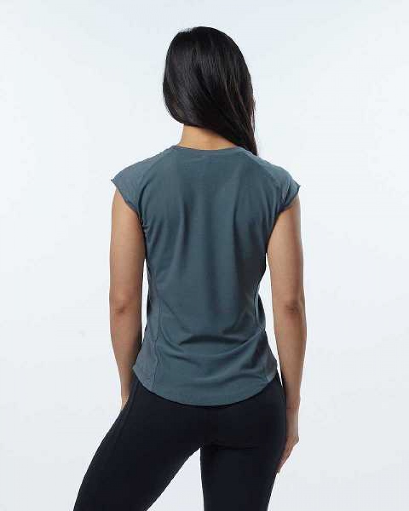 Beige Grey Women's Alphalete Velocity Short Sleeve Shirts | UAE-756938