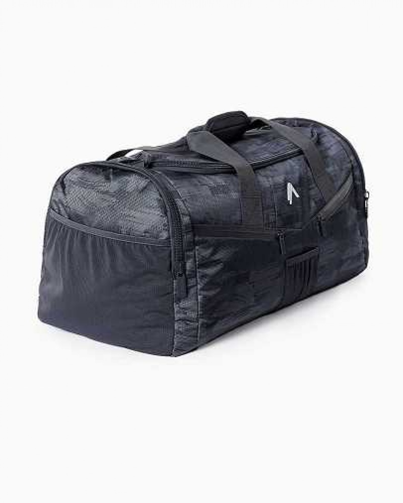 Black Camo Unisex Alphalete Essential Duffel Bag | UAE-265809