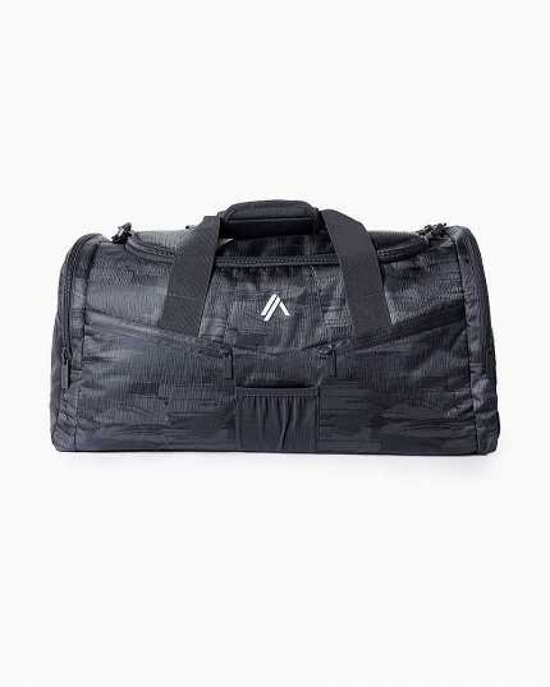 Black Camo Unisex Alphalete Essential Duffel Bag | UAE-265809