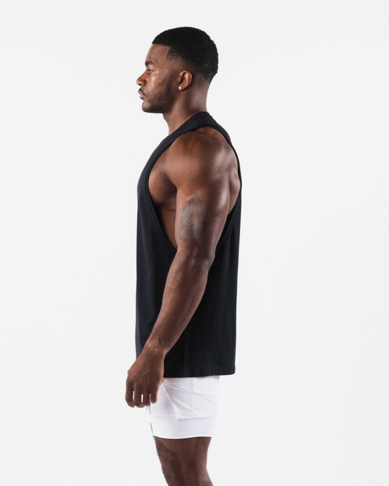 Black Men's Alphalete AA Airtech Cutoff Tanks | UAE-708356