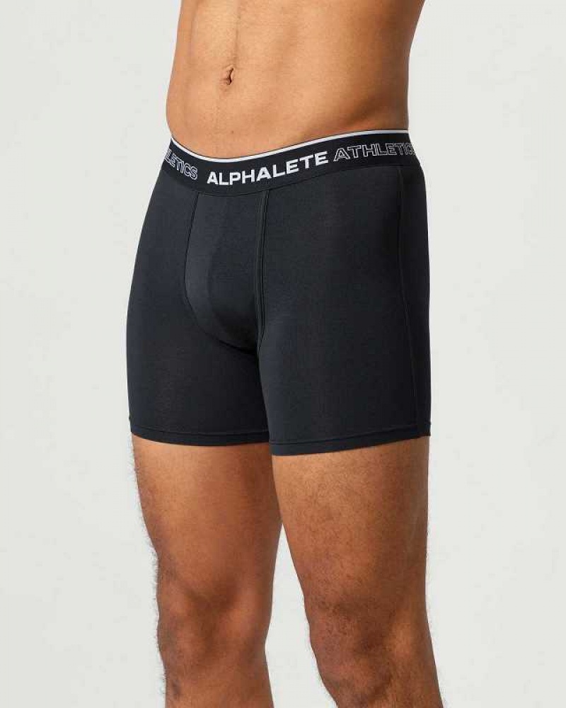 Black Men's Alphalete Classic Boxer Brief 3pk Underwear | UAE-384520