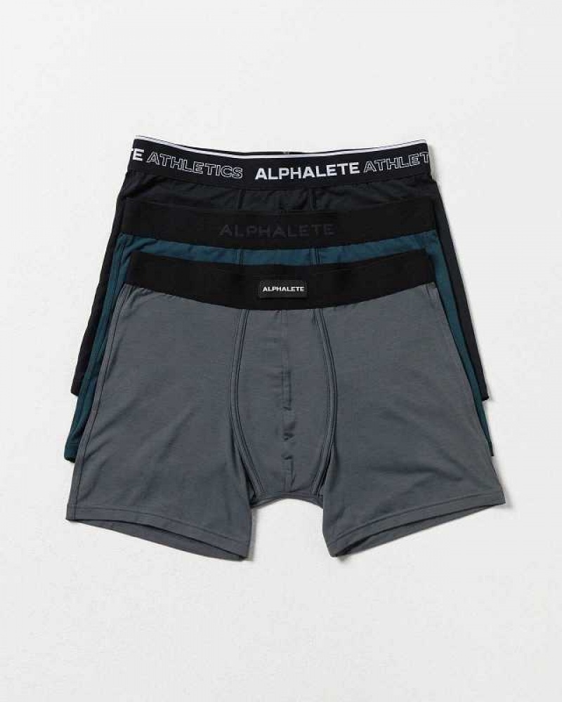 Black Men\'s Alphalete Classic Boxer Brief 3pk Underwear | UAE-384520