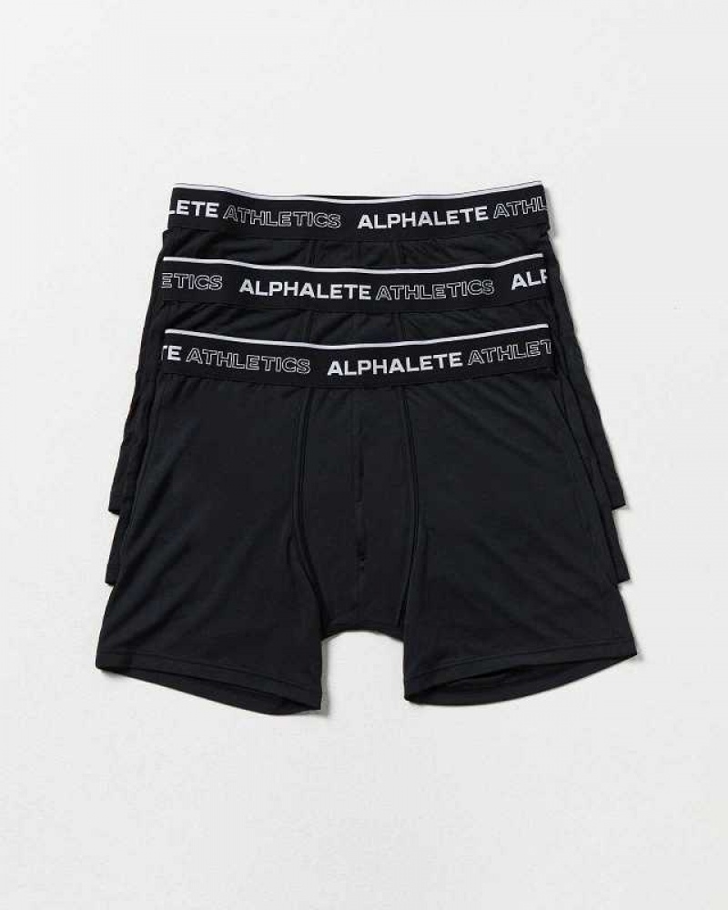 Black Men\'s Alphalete Classic Boxer Brief 3pk Underwear | UAE-503694