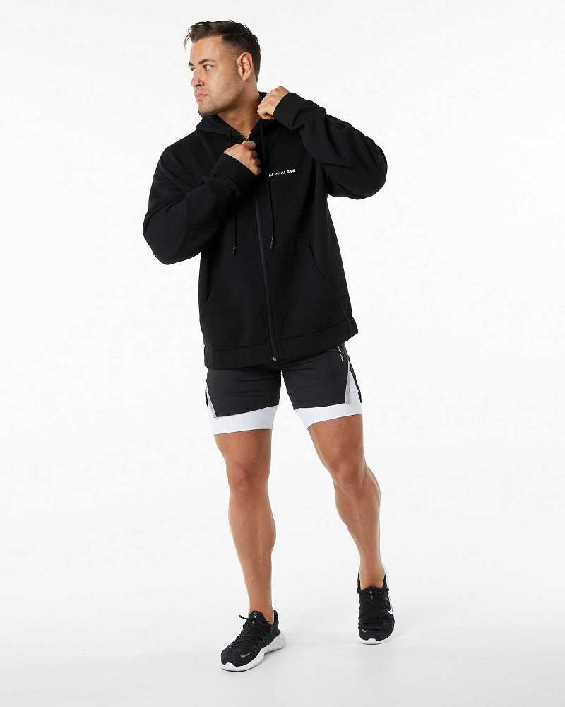 Black Men's Alphalete Classic Full-Zip Jackets | UAE-167094