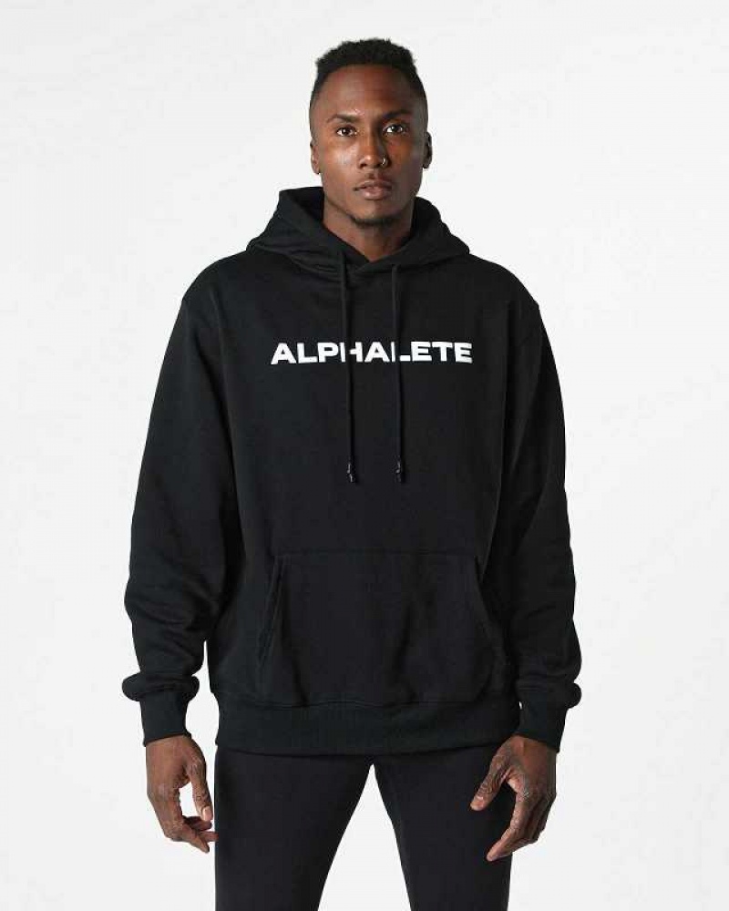 Black Men\'s Alphalete Core Hoodie | UAE-174605