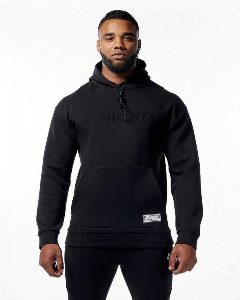 Black Men\'s Alphalete ELMTS Hoodie | UAE-210736