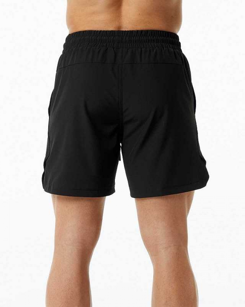 Black Men's Alphalete Lined Swim Trunks | UAE-589601