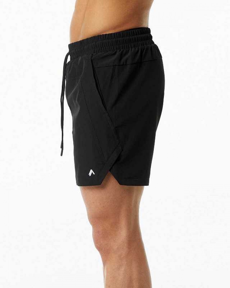 Black Men's Alphalete Lined Swim Trunks | UAE-589601