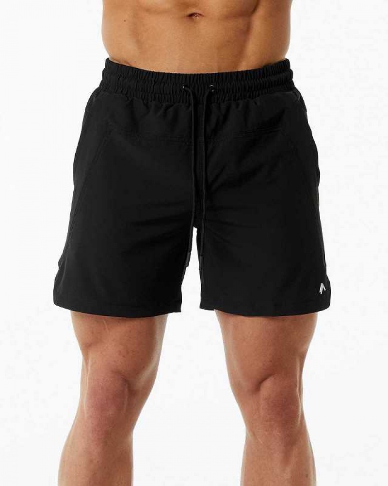 Black Men\'s Alphalete Lined Swim Trunks | UAE-589601