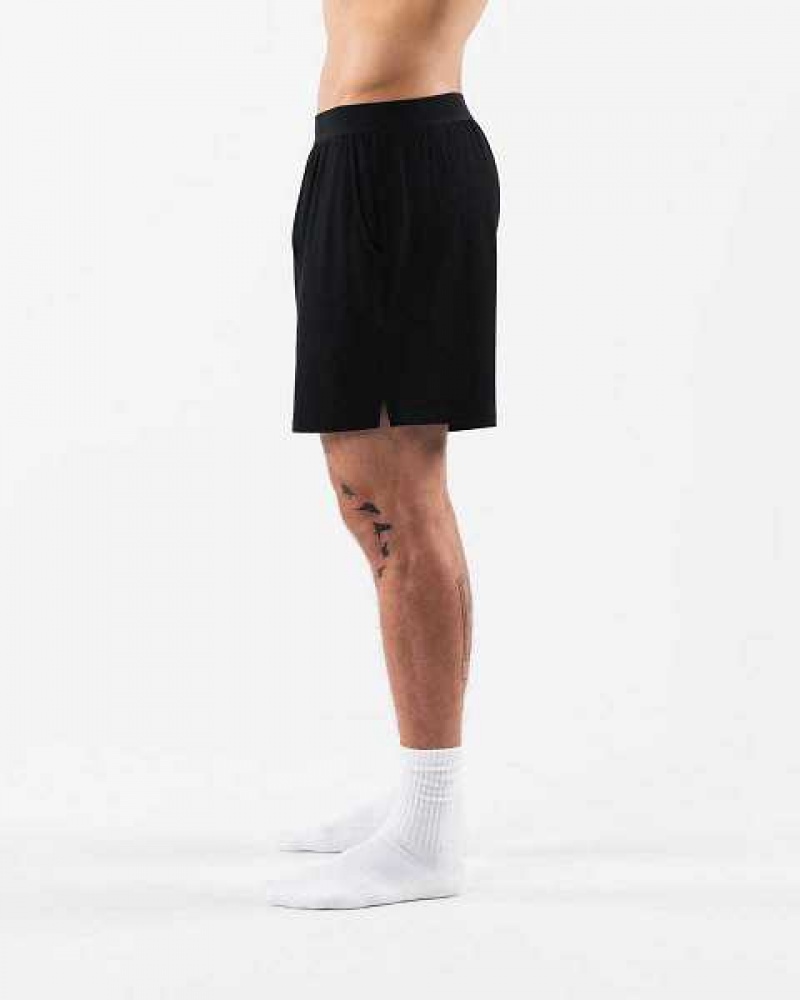 Black Men's Alphalete Lounge Shorts | UAE-251869