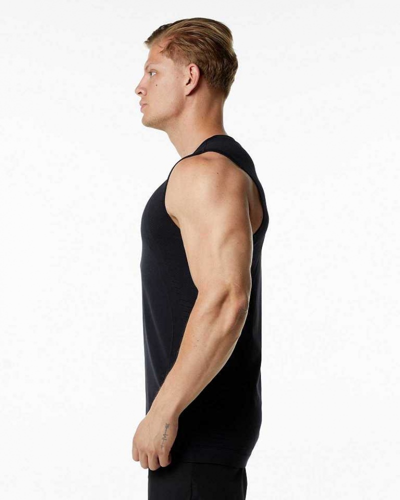 Black Men's Alphalete Ozone Tanks | UAE-126389