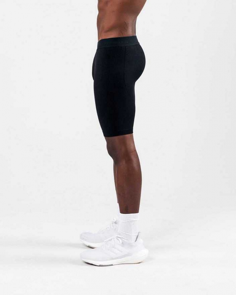 Black Men's Alphalete Reform Compression Shorts | UAE-721096