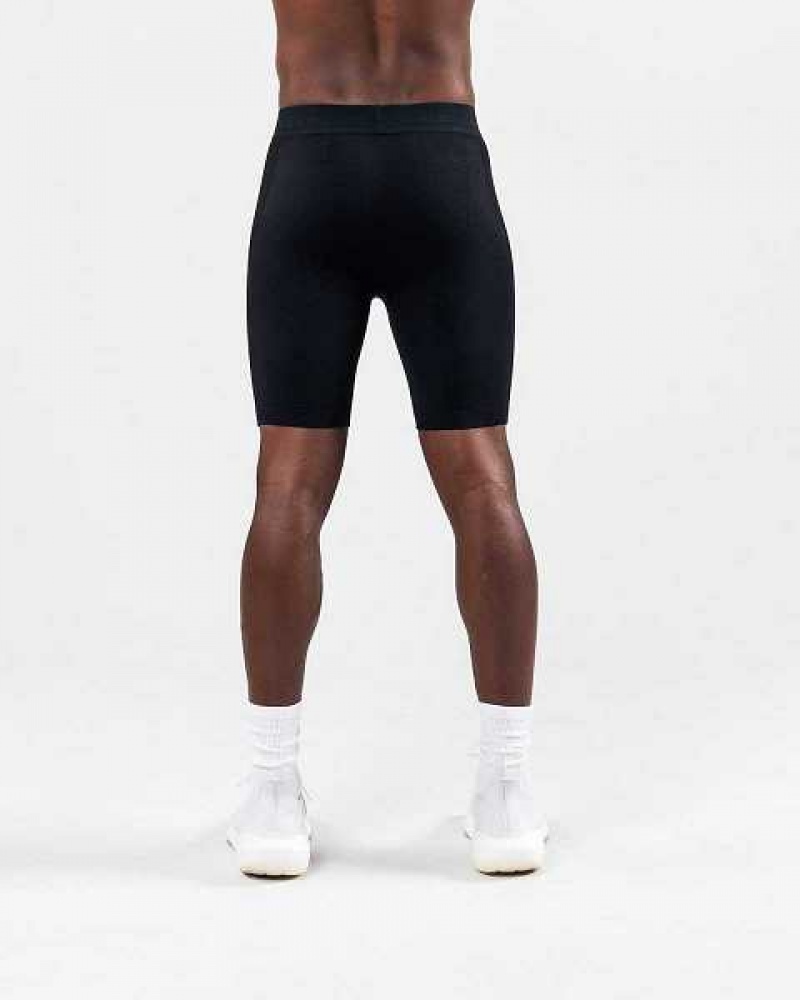 Black Men's Alphalete Reform Compression Shorts | UAE-721096