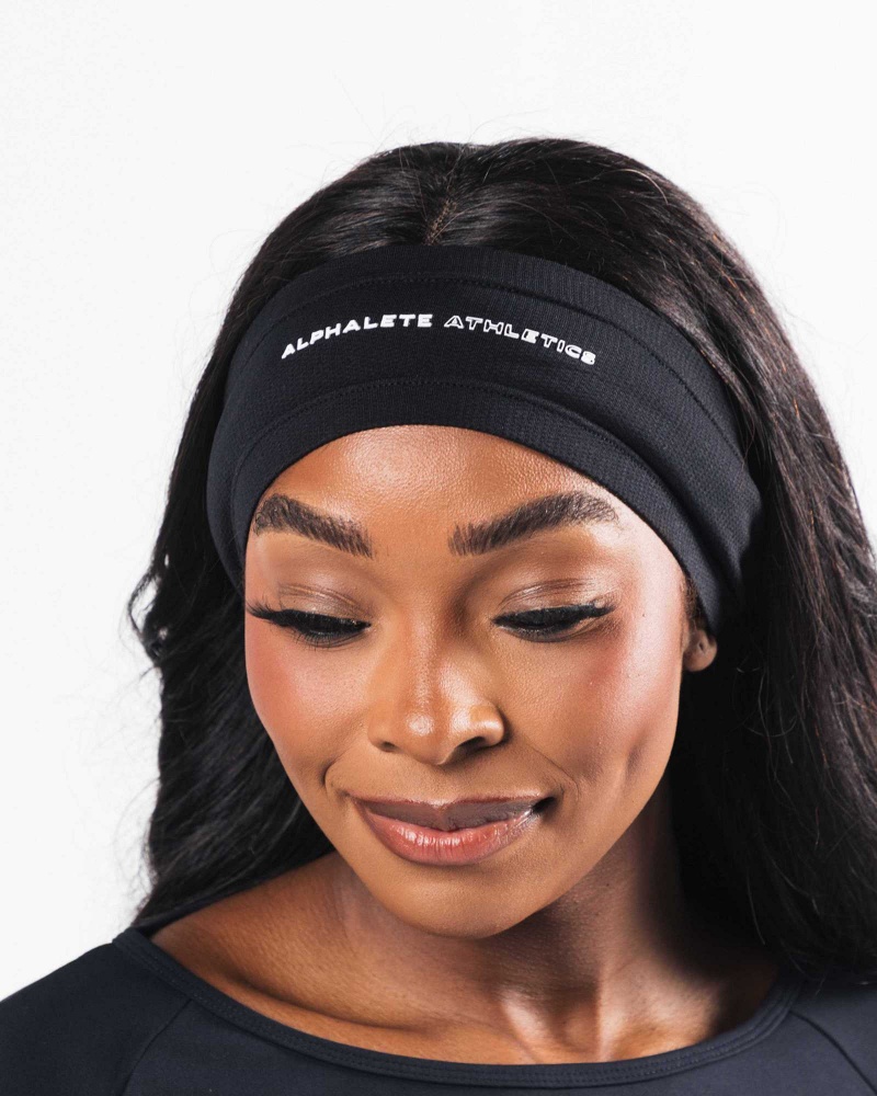 Black Unisex Alphalete AA Airtech Headband | UAE-196745