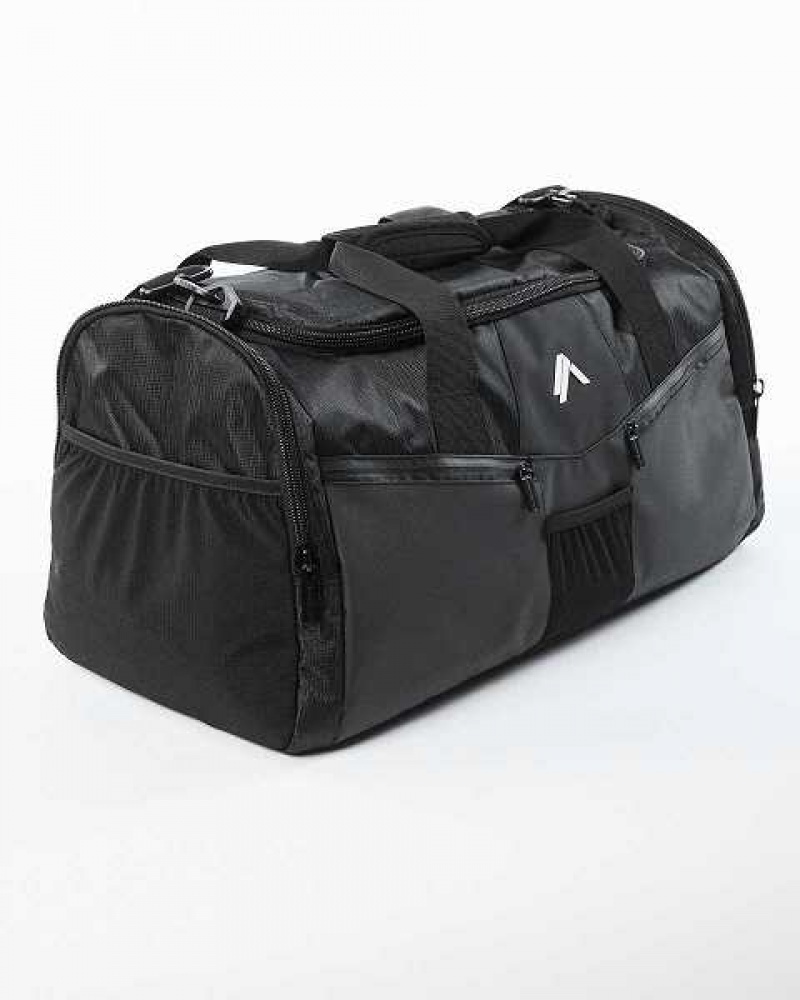 Black Unisex Alphalete Essential Duffel Bag | UAE-419803