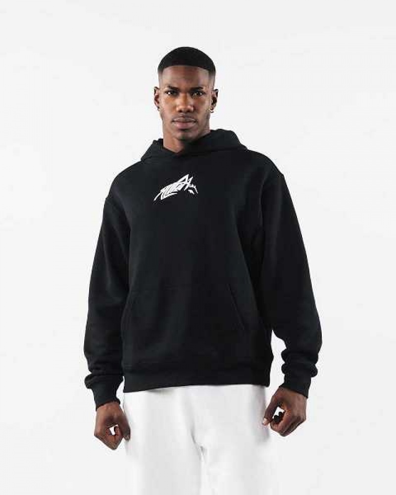 Black Unisex Alphalete Stencil Hoodie | UAE-179423