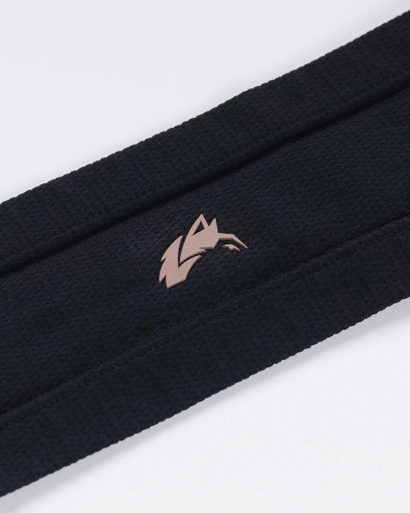 Black Unisex Alphalete Wolf Head Airtech Headband | UAE-435987