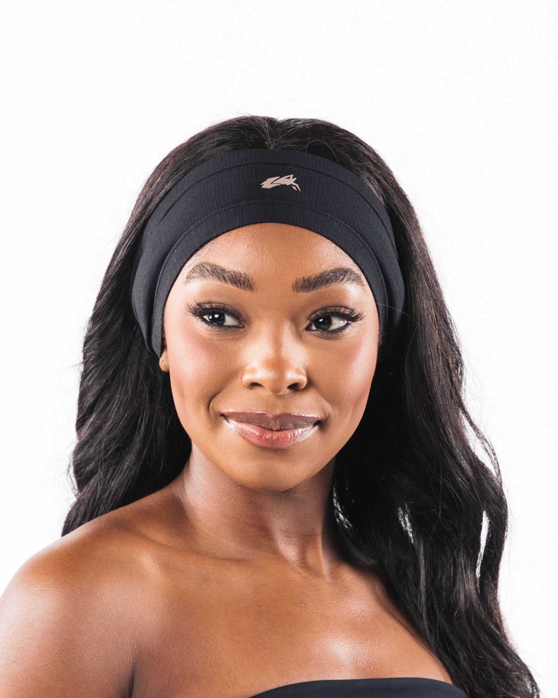 Black Unisex Alphalete Wolf Head Airtech Headband | UAE-435987