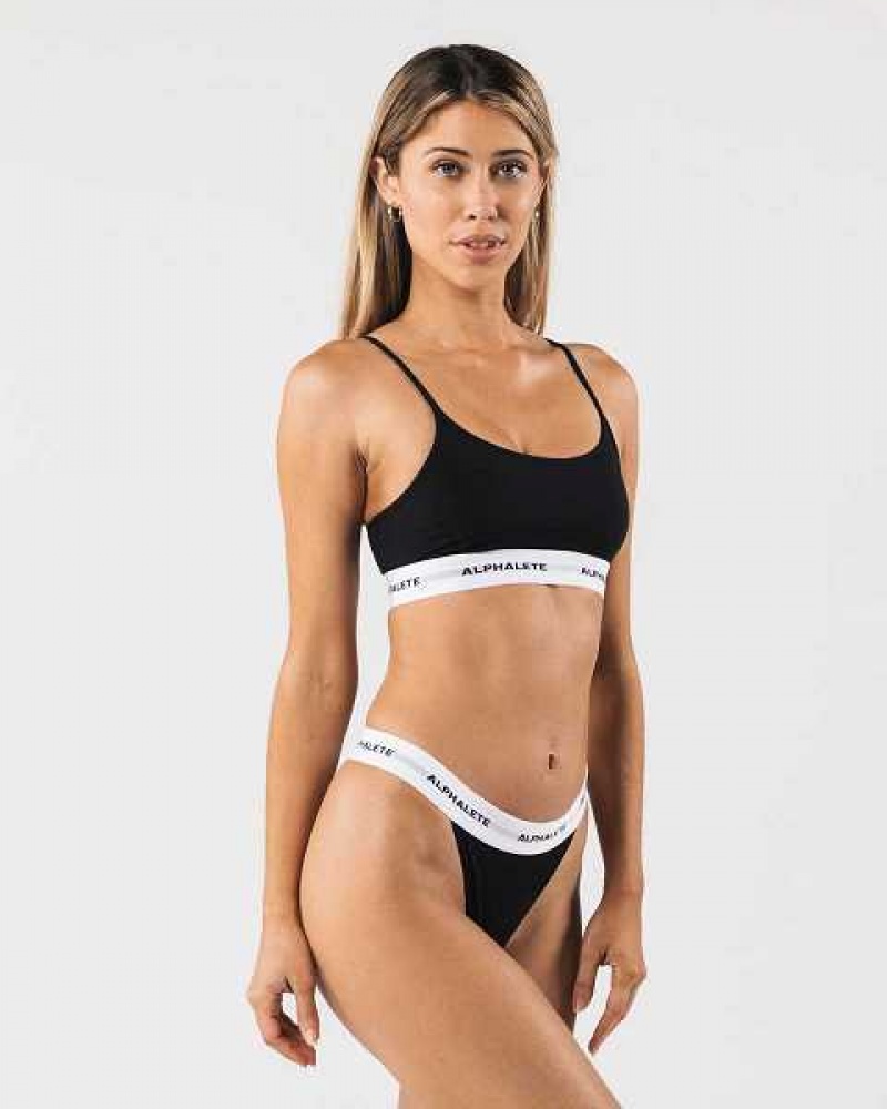 Black Women's Alphalete Acute Cami Bralette Underwear | UAE-068451