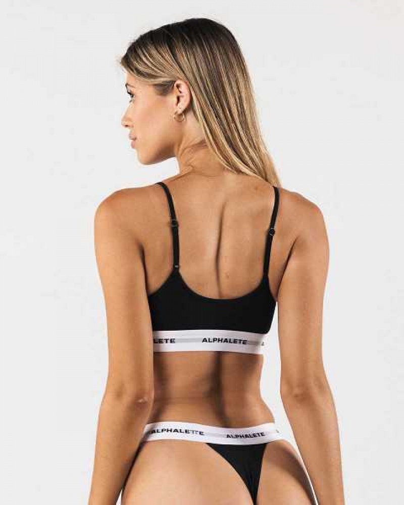 Black Women's Alphalete Acute Cami Bralette Underwear | UAE-068451