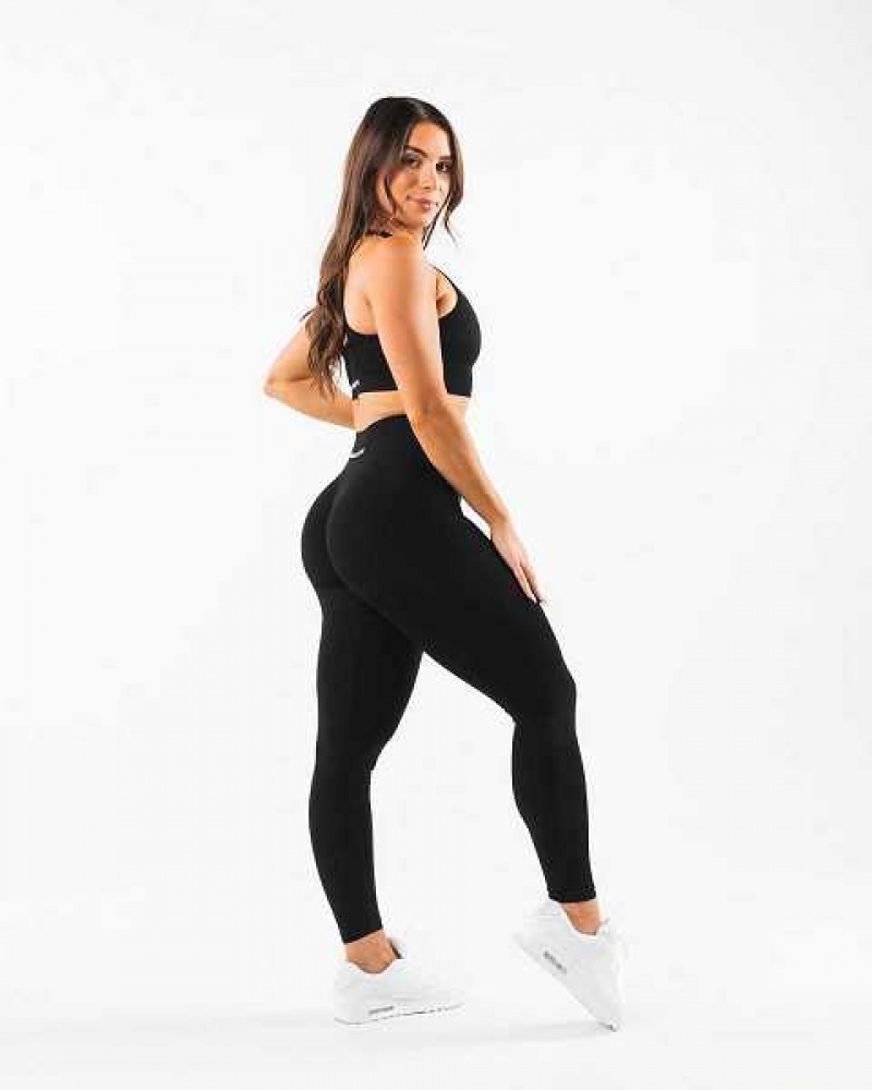 Black Women's Alphalete Amplify Leggings | UAE-609742