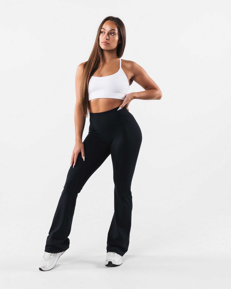 Black Women's Alphalete Aura Flared Leggings | UAE-843065