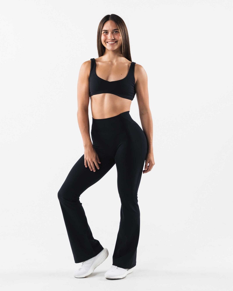 Black Women's Alphalete Aura Sculpt Sports Bra | UAE-298376