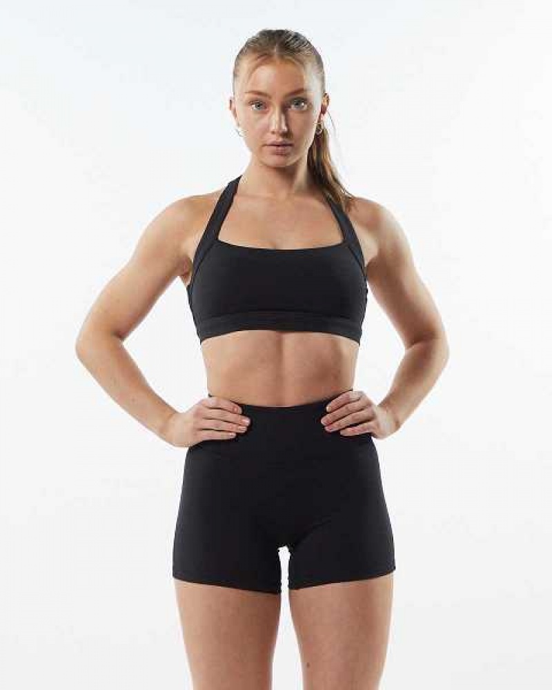 Black Women\'s Alphalete Pulse Balance Sports Bra | UAE-687925