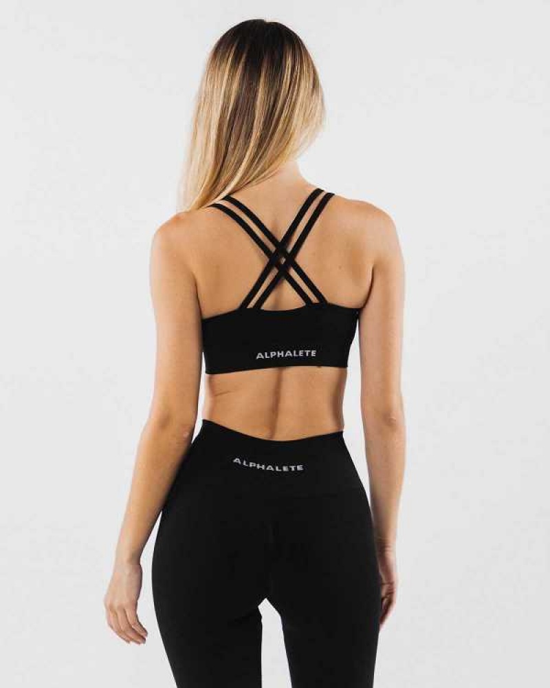 Black Women's Alphalete Revival Sports Bra | UAE-890321