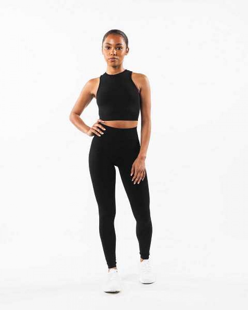 Black Women's Alphalete Stratus Crop Tanks | UAE-719824