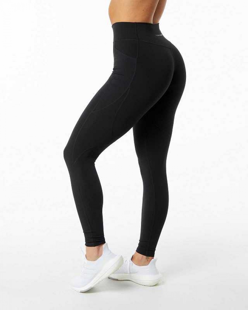 Black Women\'s Alphalete Surface Pocket Leggings | UAE-723961