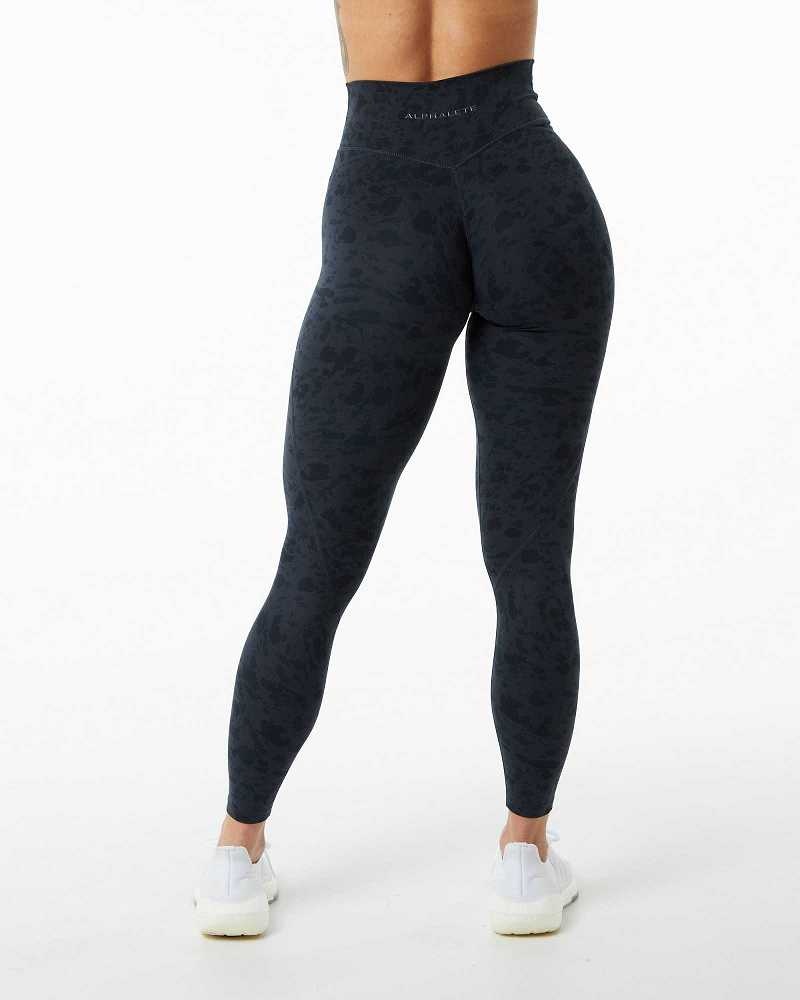 Black Women's Alphalete Surface Power Leggings | UAE-701249