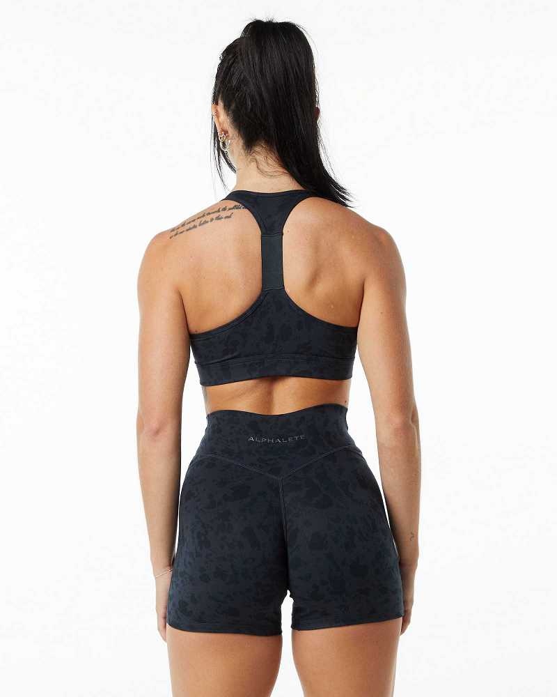 Black Women's Alphalete Surface Wrap Sports Bra | UAE-621370