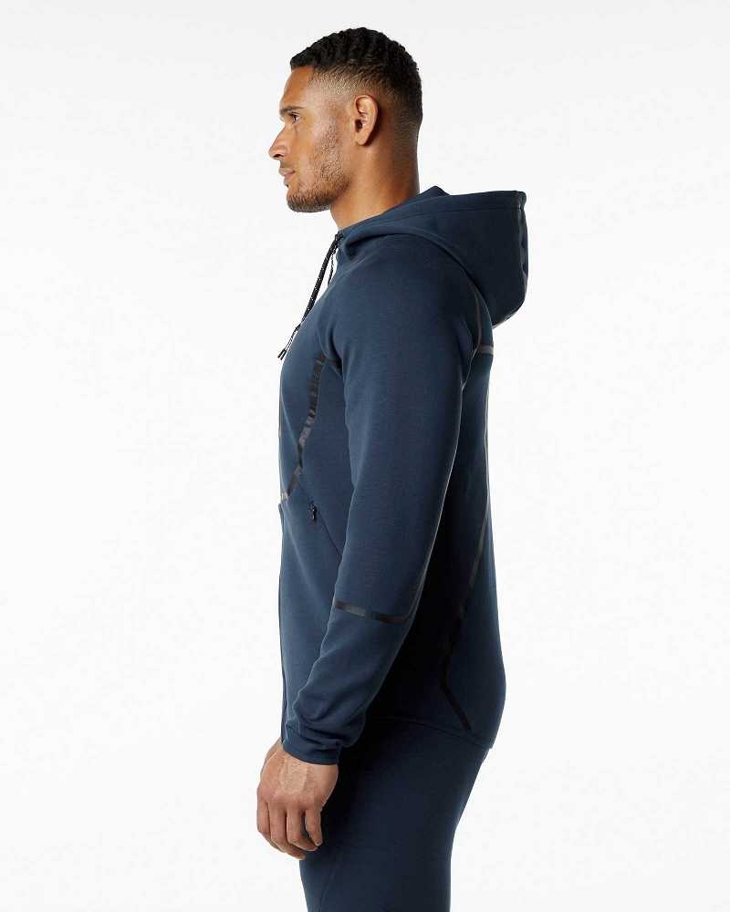 Blue Men's Alphalete ELMTS Athletic Jackets | UAE-257418