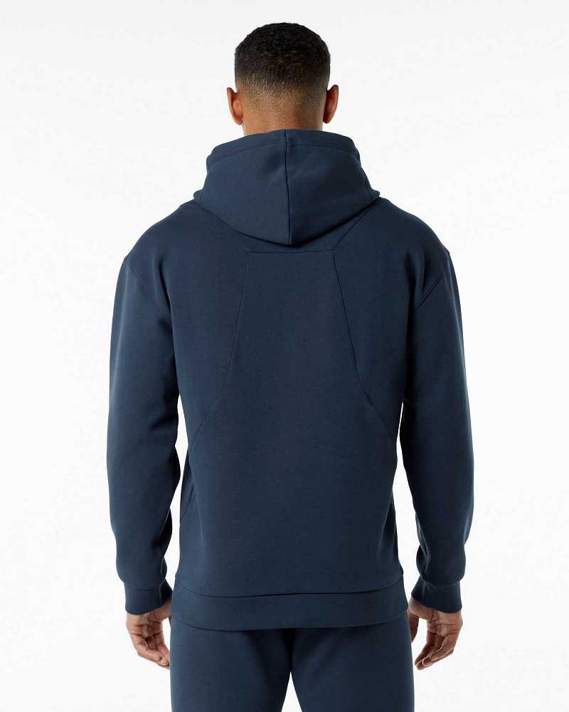 Blue Men's Alphalete ELMTS Hoodie | UAE-817056